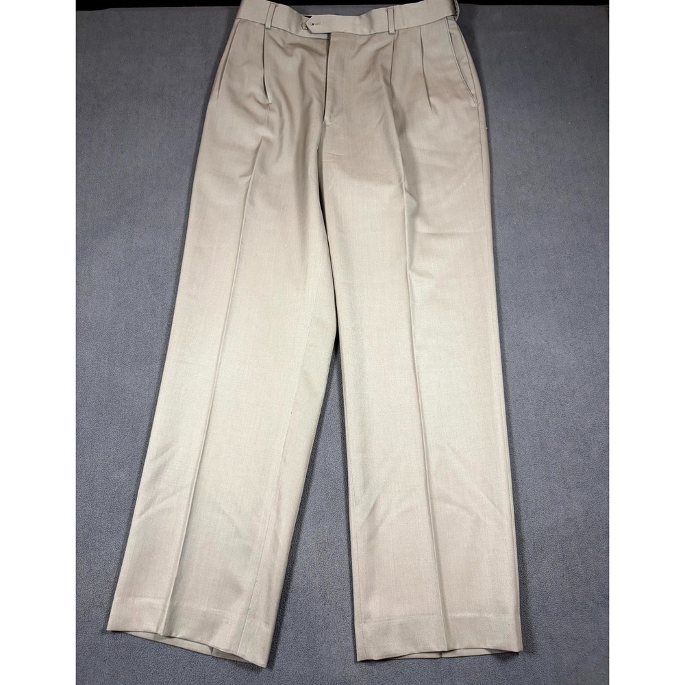 Louis Raphael Dress Pants Mens 38 Beige Luxe Wool Comfort High Rise 0615